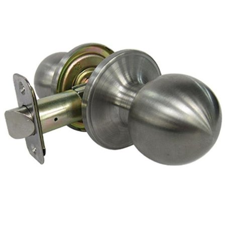 LASTPLAY Tru-Guard Passage Lockset; Ball Knob Style - Stainless Steel LA591729